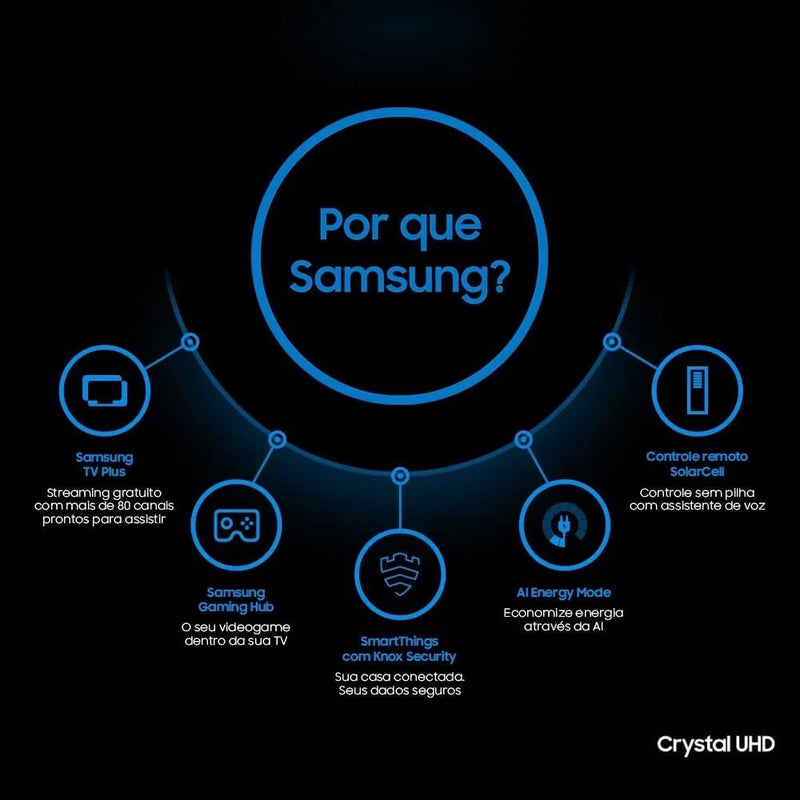 Samsung Smart TV 50" Crystal UHD 4K 50DU8000 - Painel Dynamic Crystal Color, Gaming Hub