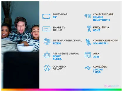 Smart TV 55" Samsung 4K UHD Crystal UHD UN55U8600FGXZD Tizen Bixby 3 HDMI