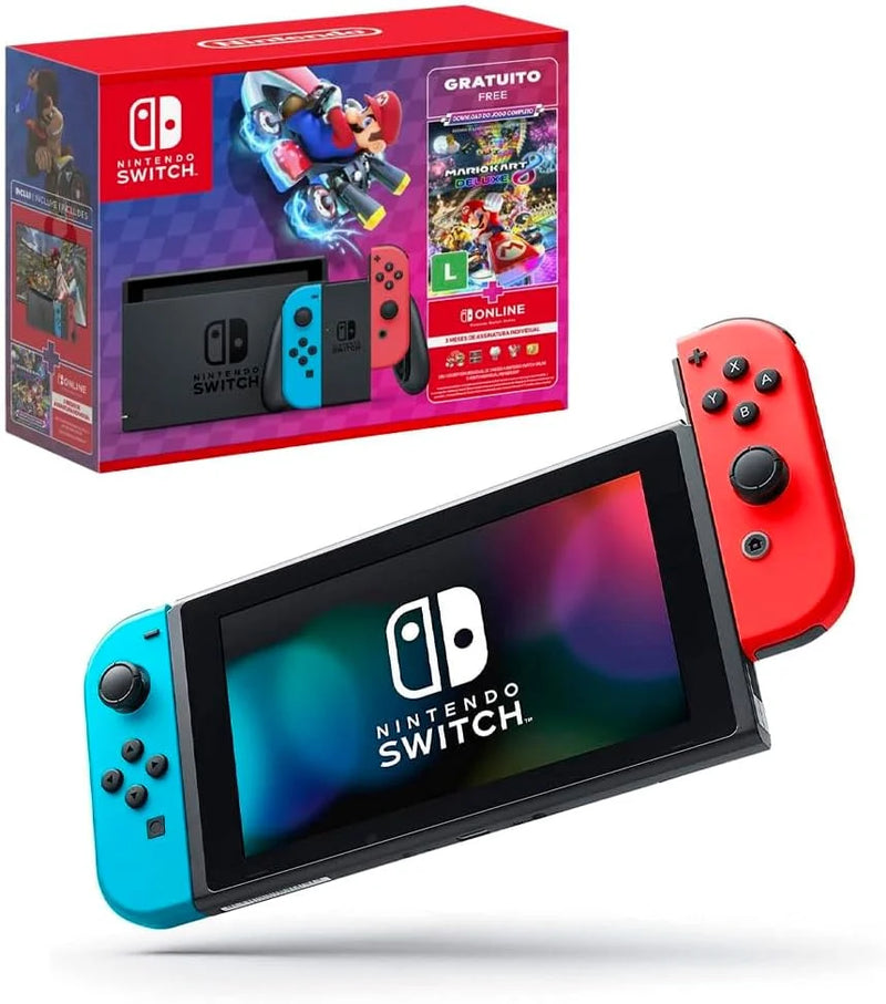 Console Nintendo Switch V2 + Mario Kart 8 Deluxe + 3 Meses De Assinatura Nintendo Switch Online