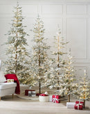 Árvore de Natal Nevada com Galhos Nevados, Suporte Metálico e Micro LEDs Embutidos