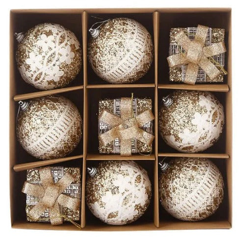 Kit 9 Peças Bolas De Natal 8CM