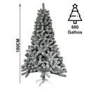 Árvore De Natal Luxo 600 Galhos Pinheiro Neve Nevada 1,80m