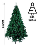 Árvore De Natal Pinheiro 1,50m Decorada Dinamarca 345 Galhos + 22 Itens Pisca Pisca Kit