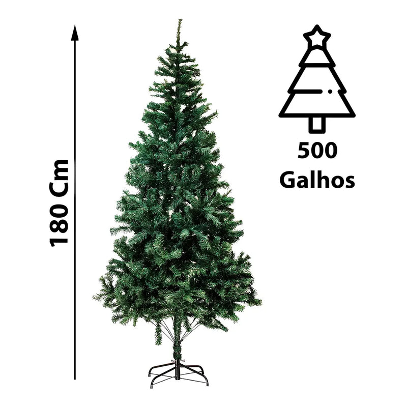 Árvore Natal Verde Pinheiro 180 Cm 500 Galhos Cheios Alemã