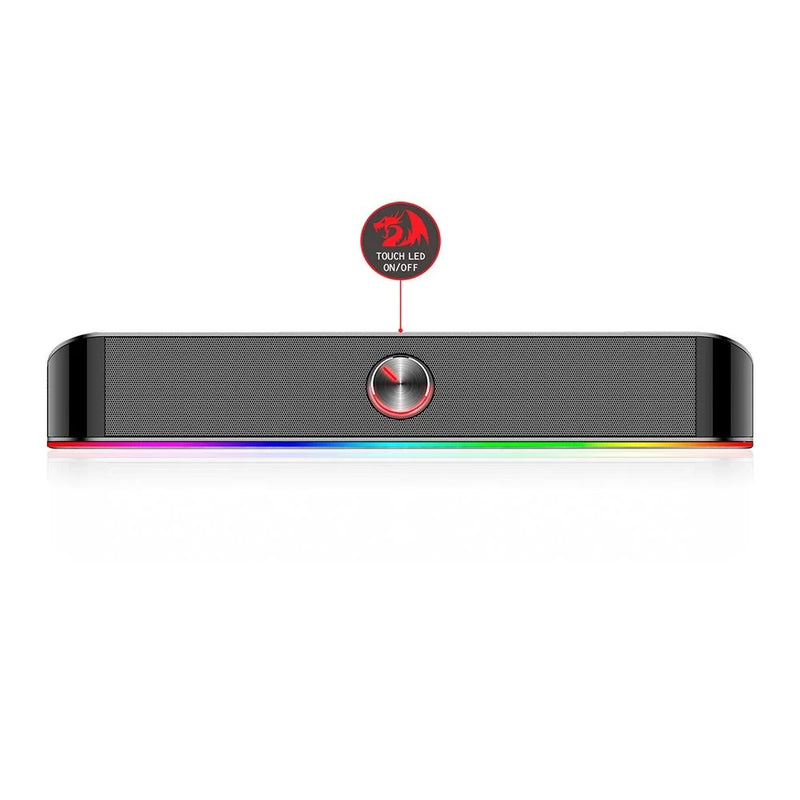 Soundbar Gamer Redragon Adiemus, 6W RMS, RGB, USB, 150Hz/20KHz, Botão Touch, Preto - GS560